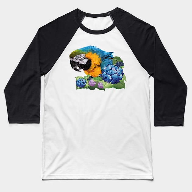 Blue and yellow macaw Baseball T-Shirt by obscurite